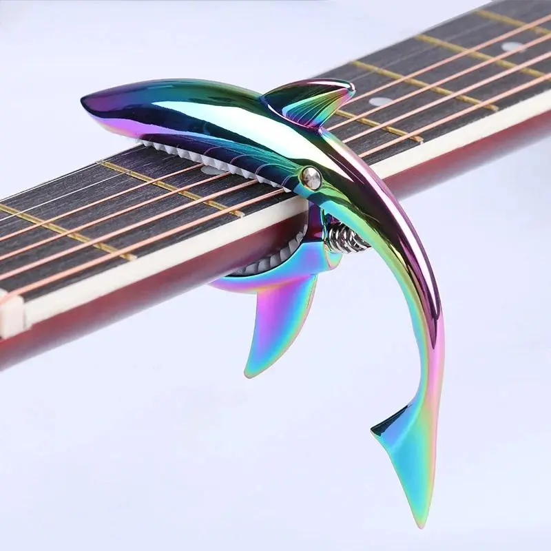 Creative Shark-shaped Folk Guitar Capo, Multi-color Electroplated Zinc Alloy Personalized Tuning Clip, Electric Guitar, Ukulele Universal Professional Musical Instrument Accessories