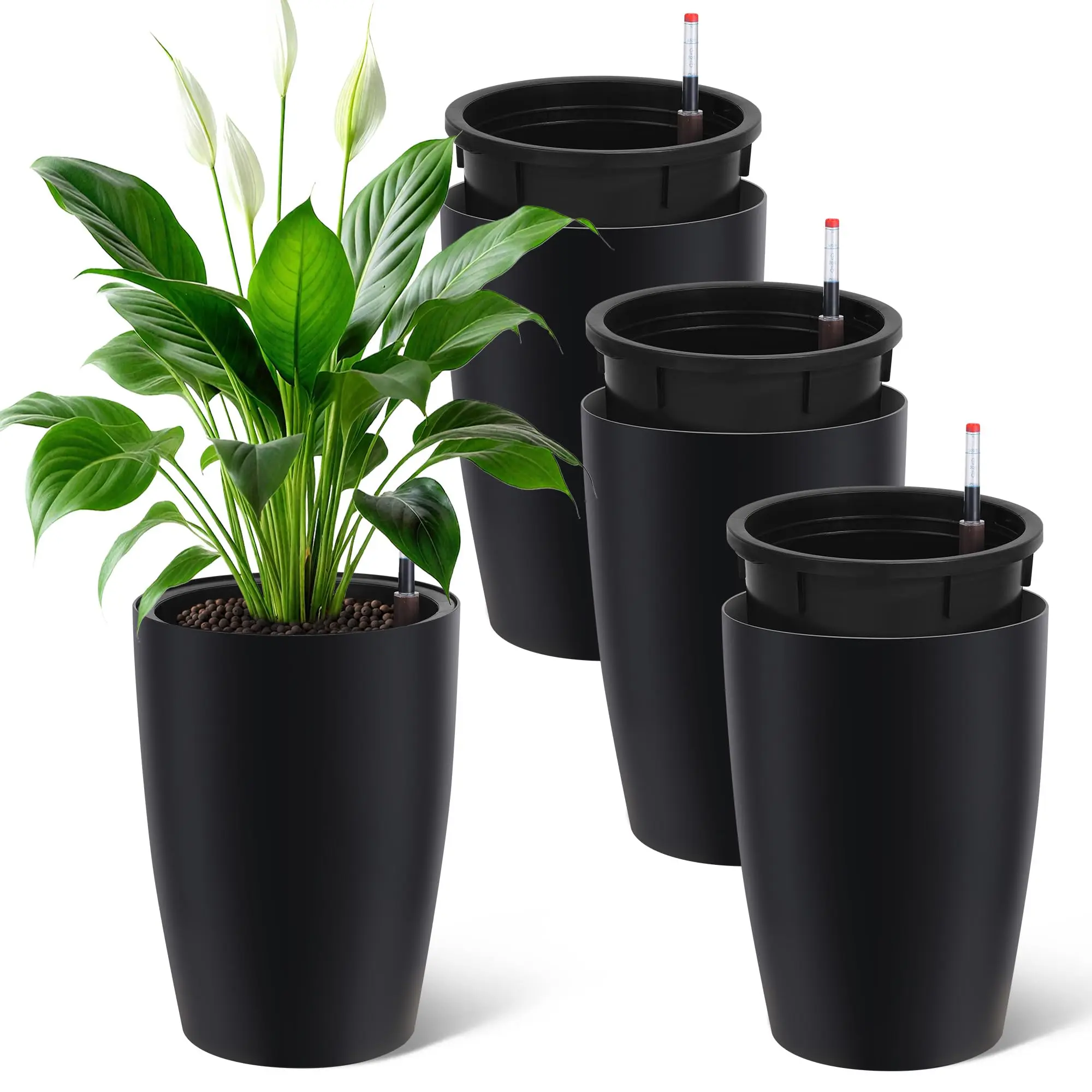 Gaomon Modern Decorative Planter Set - Contemporary Home Decor, Lightweight Weatherproof Garden Containers for Patio, Indoor Living Room Use with Plants, Trees, Succulents