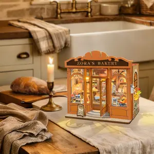 DIY Mini House Kit, Adult Dollhouse, Time Magic Handmade Model, Creative Gift Set, Best Present for Family and Friends, Bookstore DIY Craft Kit