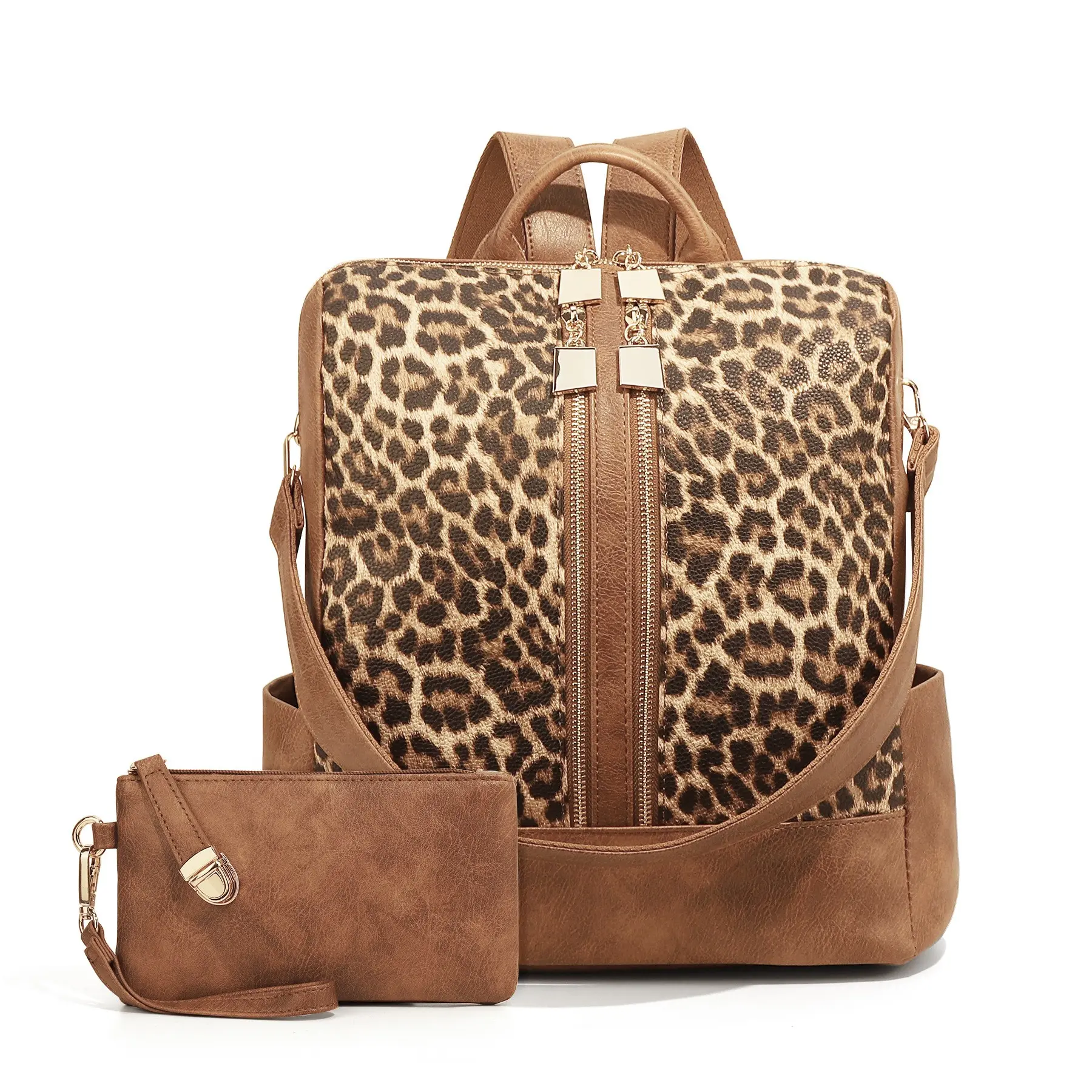 Women's PU Leather Plaid Travel Backpack, Large Capacity Multifunctional Bag, Zip Closure, Ideal for Shopping and Outdoor Family Trips