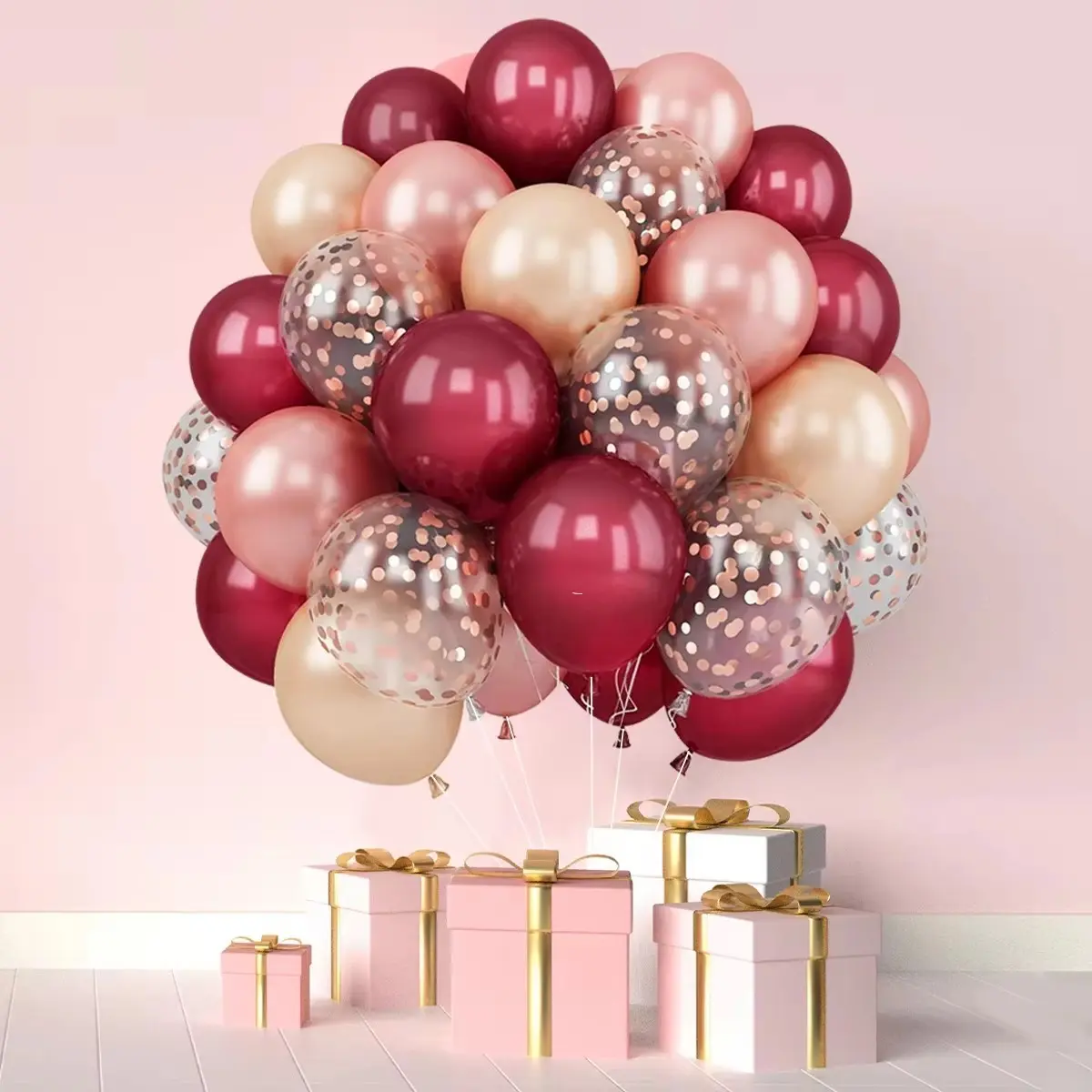 33pcs Champagne Rose Gold Paper Balloons Set, Wedding Birthday Christmas Party Decor, Adult Gift Balloon Decoration