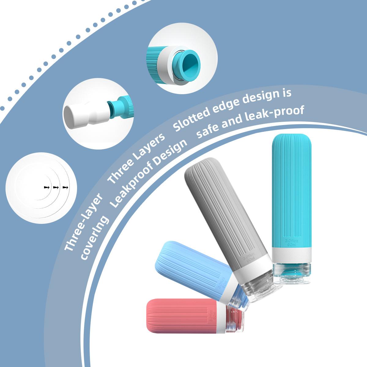 Travel Silicone Shampoo and Shower Gel Bottles Set, Leak-Proof Portable Toiletry Containers, Refillable Travel Bottles for Shampoo, Conditioner, Soap, Camping, Vacation, & Business Trip Essential