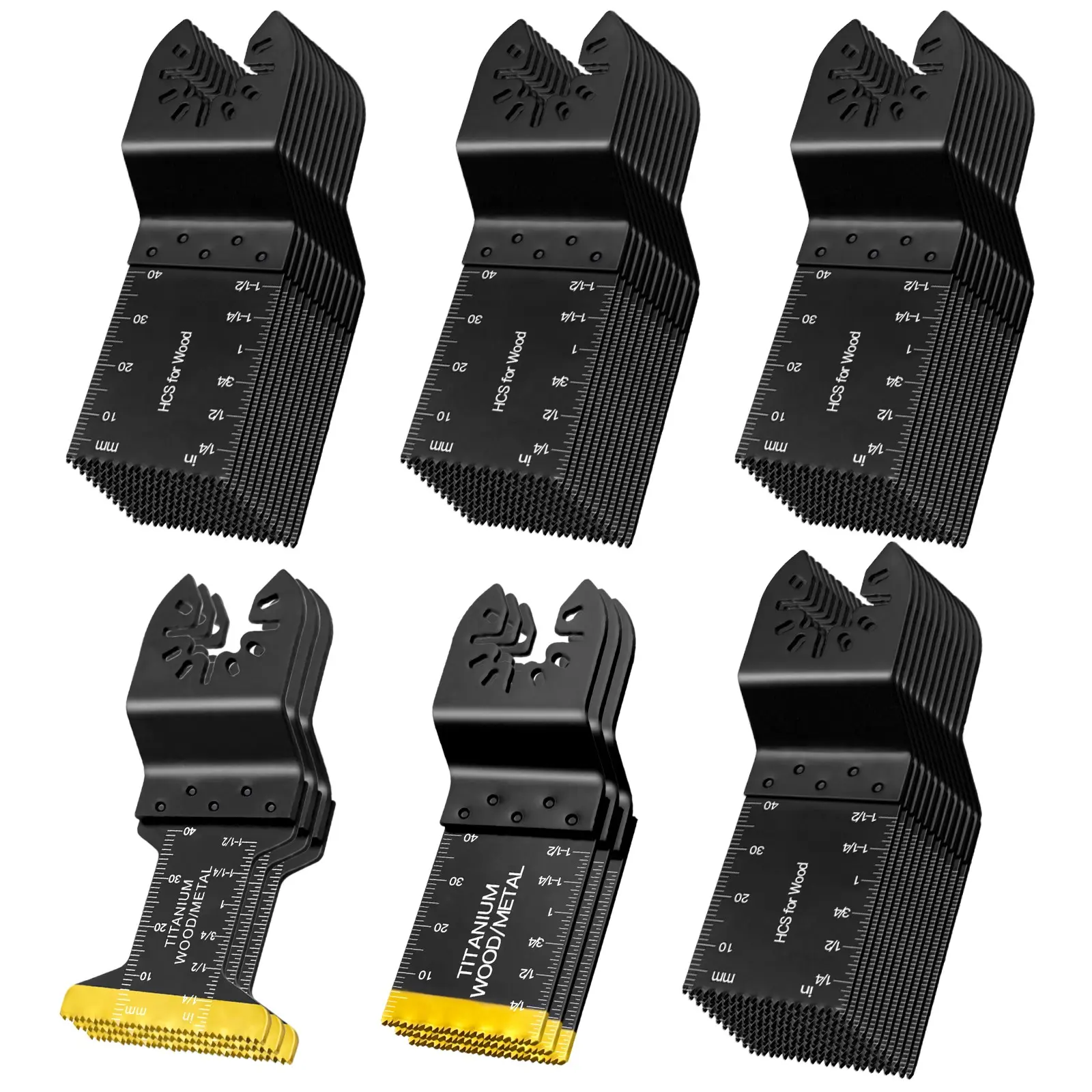 20/30/50pcs Oscillating Saw Blades, Professional Titanium Multitool Blades Versatile Cutting for Wood Plastic Metal, Quick Release Kit Fits Most Brands