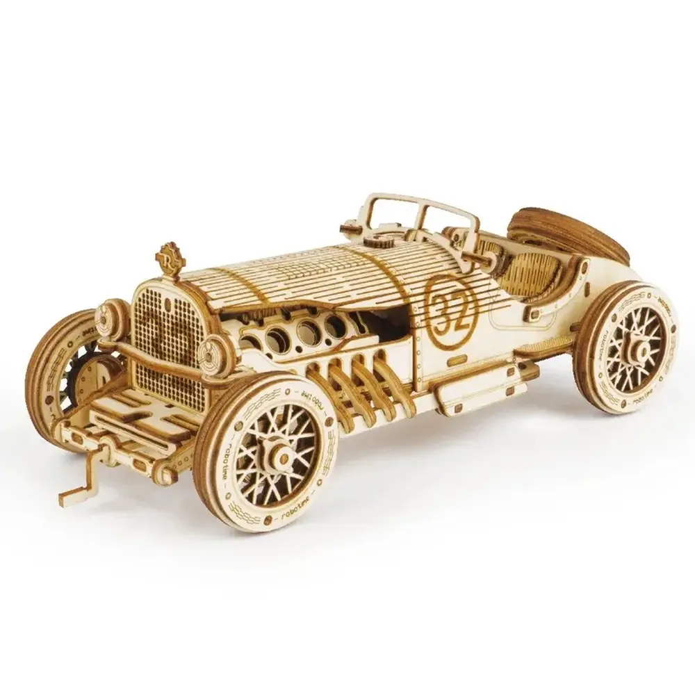 3D Wooden Car Puzzle Mechanical Model Assembly Kit, Glue-Free Wooden Parts DIY Scale Vehicle Handcraft Toy, Home Desktop Decoration, Birthday Gift for Hobby Enthusiasts