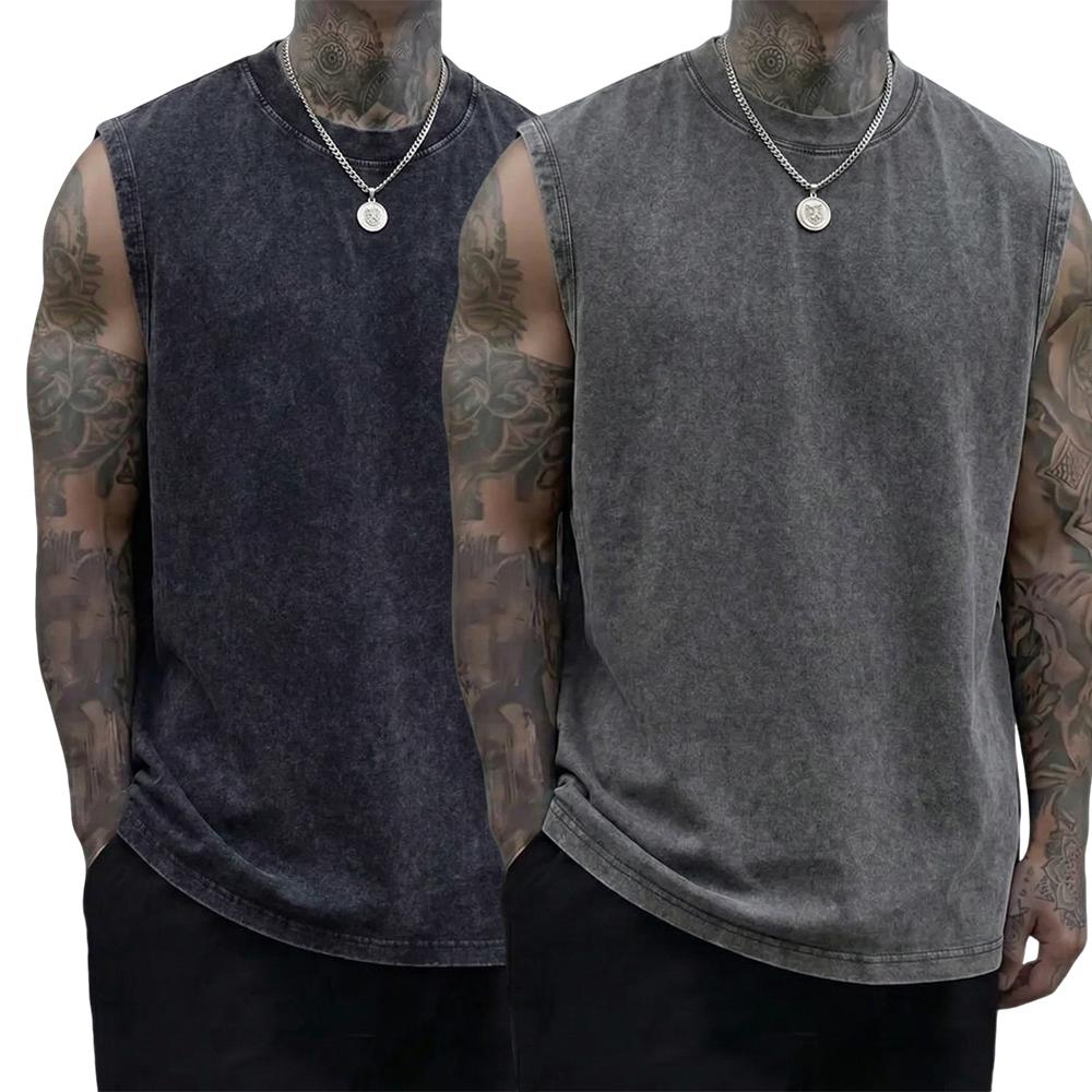 Pack of 3 vintage men’s undershirts/sleeveless shirts, new summer collection, 230 g heavy pure cotton, soft and gentle on skin fabric, unisex, machine washable, 100% cotton, relaxed retro fit,