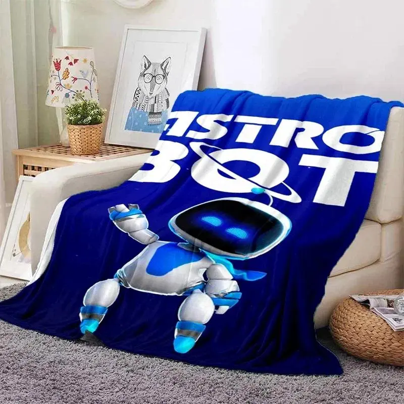 Astro Bot Cartoon Robot Throw Blanket  Soft Cozy Blanket for Home Bedroom Sofa Travel Picnic Kids Gift  Fun Designs