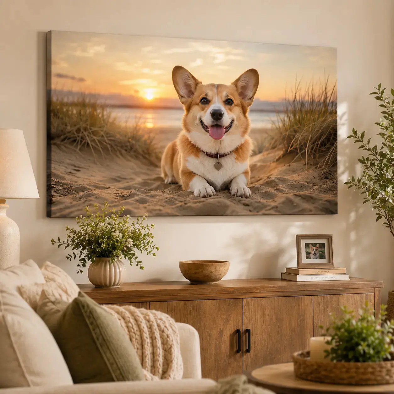 Custom Pet Photo Canvas Wall Decor Poster, Personalized Upload Dog Cat Pet Picture Canvas Print, Custom Animal Portrait Wall Art for Living Room Bedroom Apartment, Decor Poster Print, Available as Unframed Canvas Poster or Framed Canvas Wrap