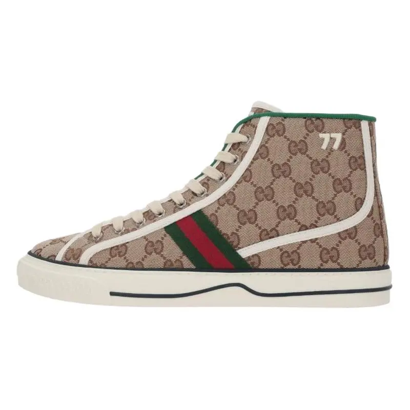 Gucci Tennis 1977 Canvas High-Top Sneakers for Men in Ebony Verifiable, with credentials and supporting global authentication