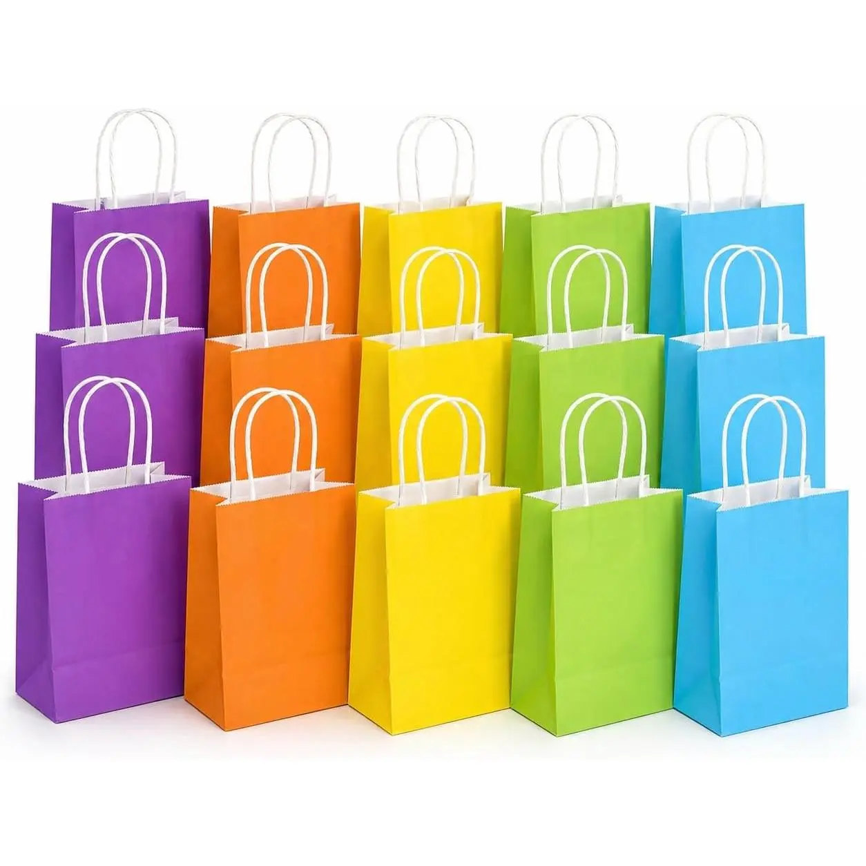 Gift Bags With Handles - 15 Pcs Gift Bag Bulk Paper Bag Goody Bags Kraft Paper Bags Party Favor Bags Small Bag for Gifts Craft Goodie Birthday Valentine Christmas