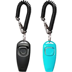 Pet Training Clicker Whistle with Wrist Strap Dog Training Clickers Black Blue