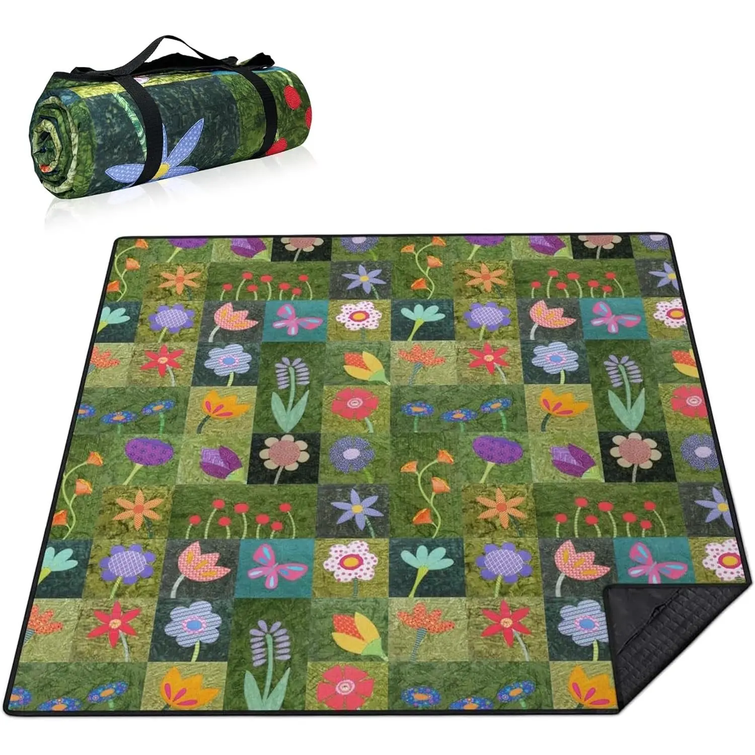 Extra Large Waterproof Foldable Picnic Blanket 80"x80" Beach Blanket Sandproof, 3-Layer Thickened Outdoor Packable Camping MatGift