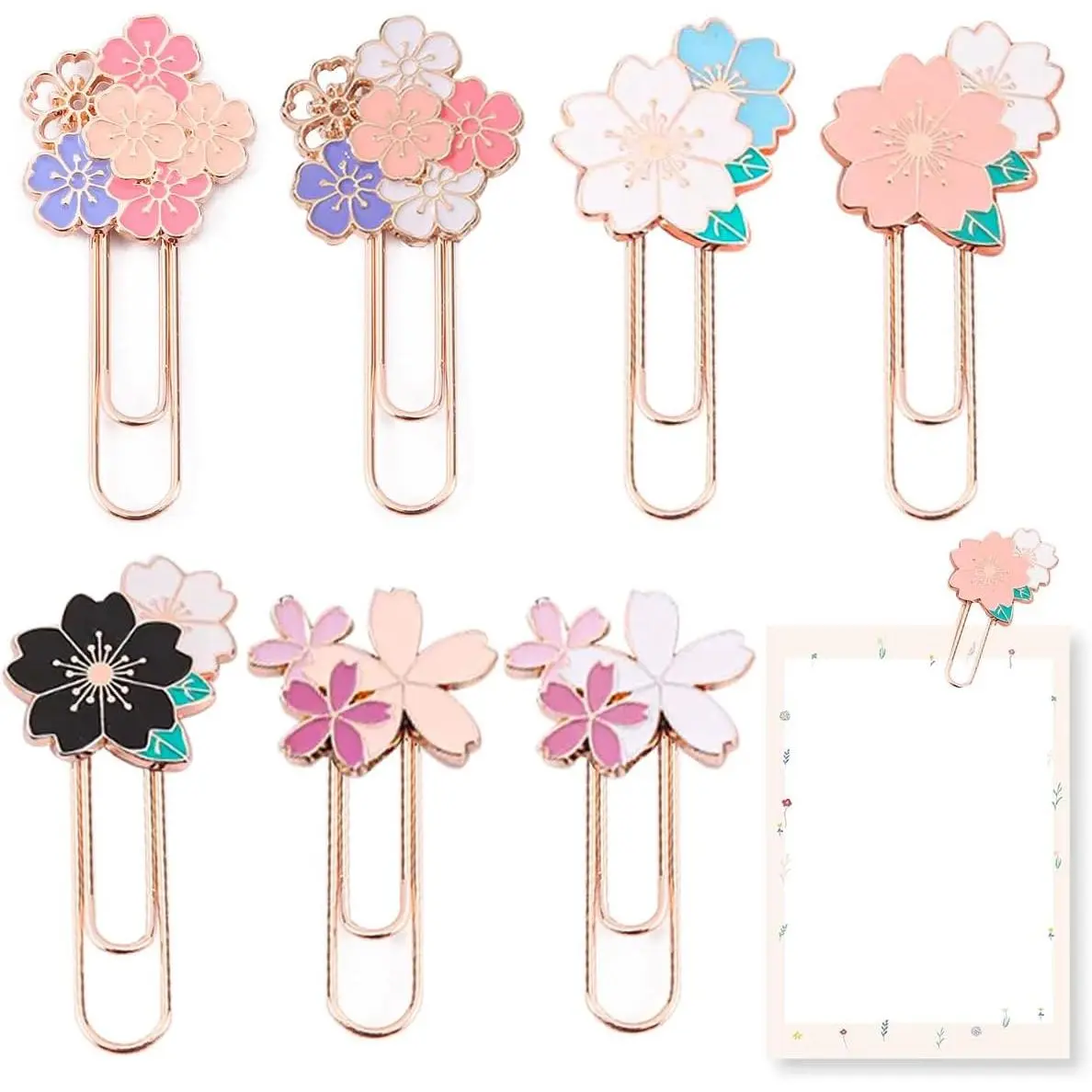 7-Count Vinyl-Coated Cherry Paper Clips, Cute Theme Vibrant Large Metal Paperclips, Office Stationery Desk Accessories, Bookmark Clamp for Teachers, School Supplies