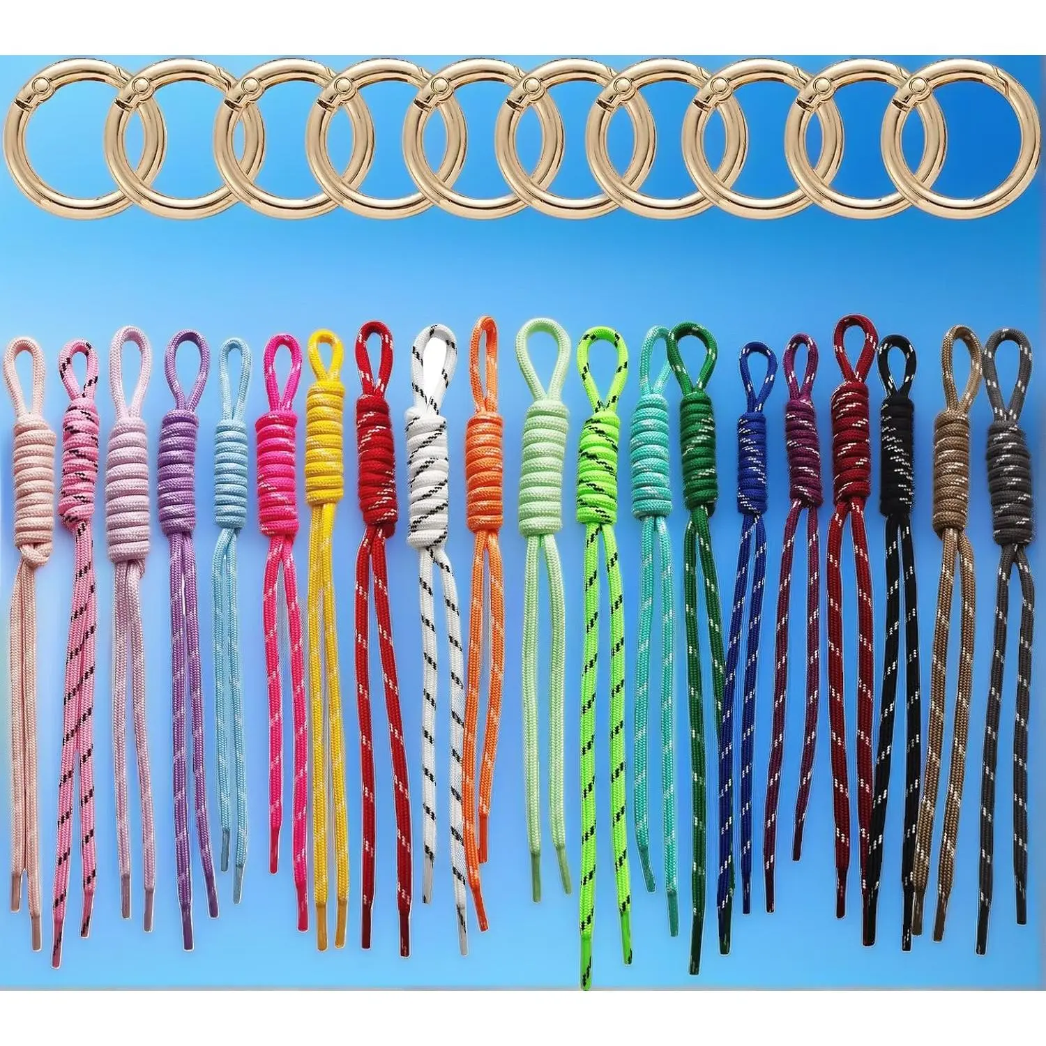 8/10/20/30 Pack Paracord Keychain Bag Charms Colorful Braided Charms for Key Chain Purse Backpack Handbag Decoration