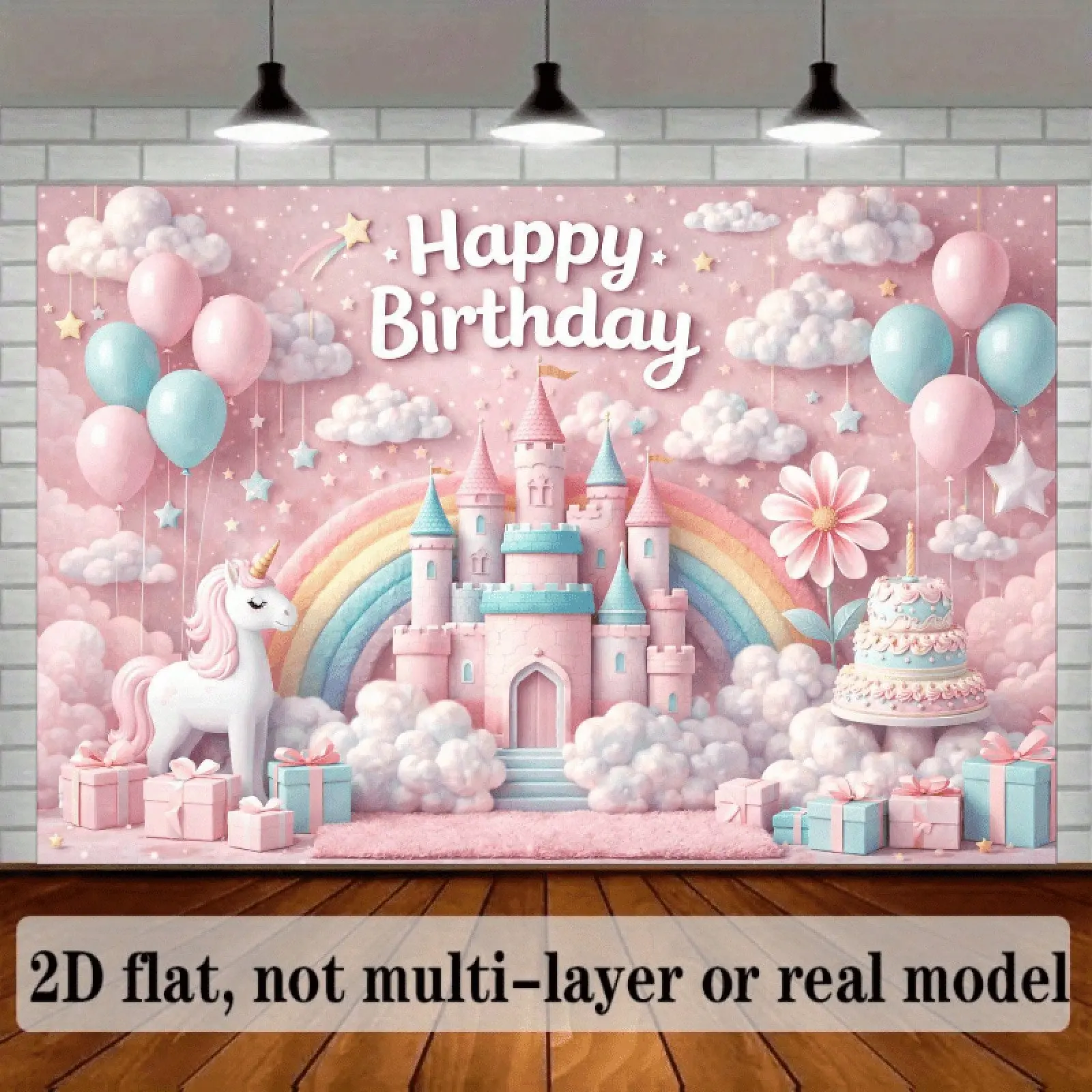 Unicorn Birthday Celebration Backdrop Banner, Premium Polyester Fabric Party Decoration, Birthday Decor, Photo Booth Props, Wall Hanging, Event Decoration, Photography Background, Fantasy Theme, Graduation Season, Wedding Party, Gender Reveal,