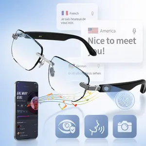 Smart Glasses,Bluetooth Audio Eyewear with AI Translation, 130+ Language Support, Blue Light Protection, Touch Control, Open-Ear Music and Calls for Travel, Office, Commuting, Bluetooth Glasses for Men Women