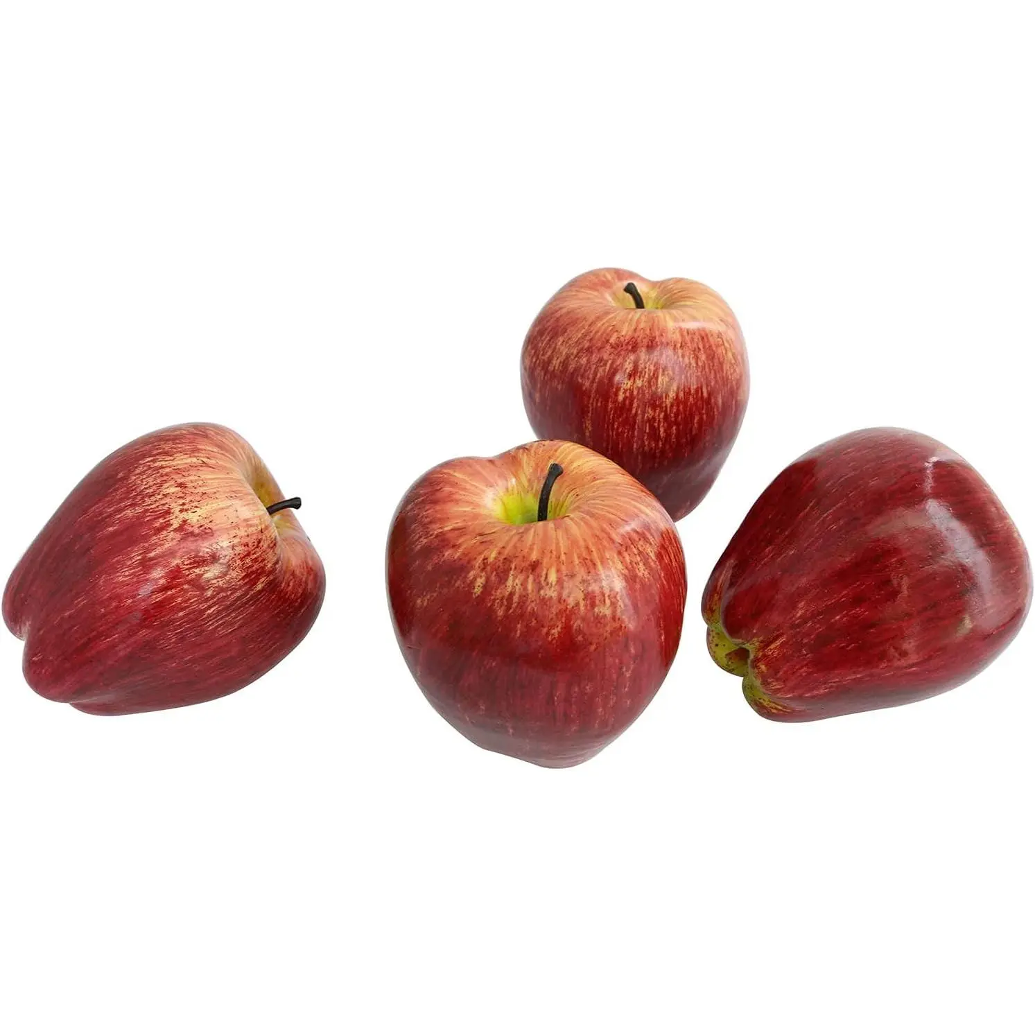 Artificial Red  4 count High  Plastic  Red Apples Realistic Lifelike Artificial Fruits Model for  Kitchen Party Wedding Decoration