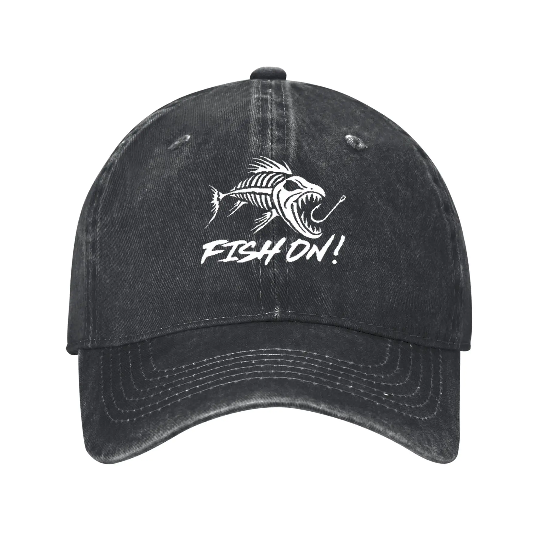 Trendy Men'S Vintage Washed Baseball Cap Individual Fish Pattern Print Casual All-Match Breathable Comfortable Lightweight Adjustable Fisherman Hat Outdoor Sports Fishing Hat Fashion Brand Fisherman Hat