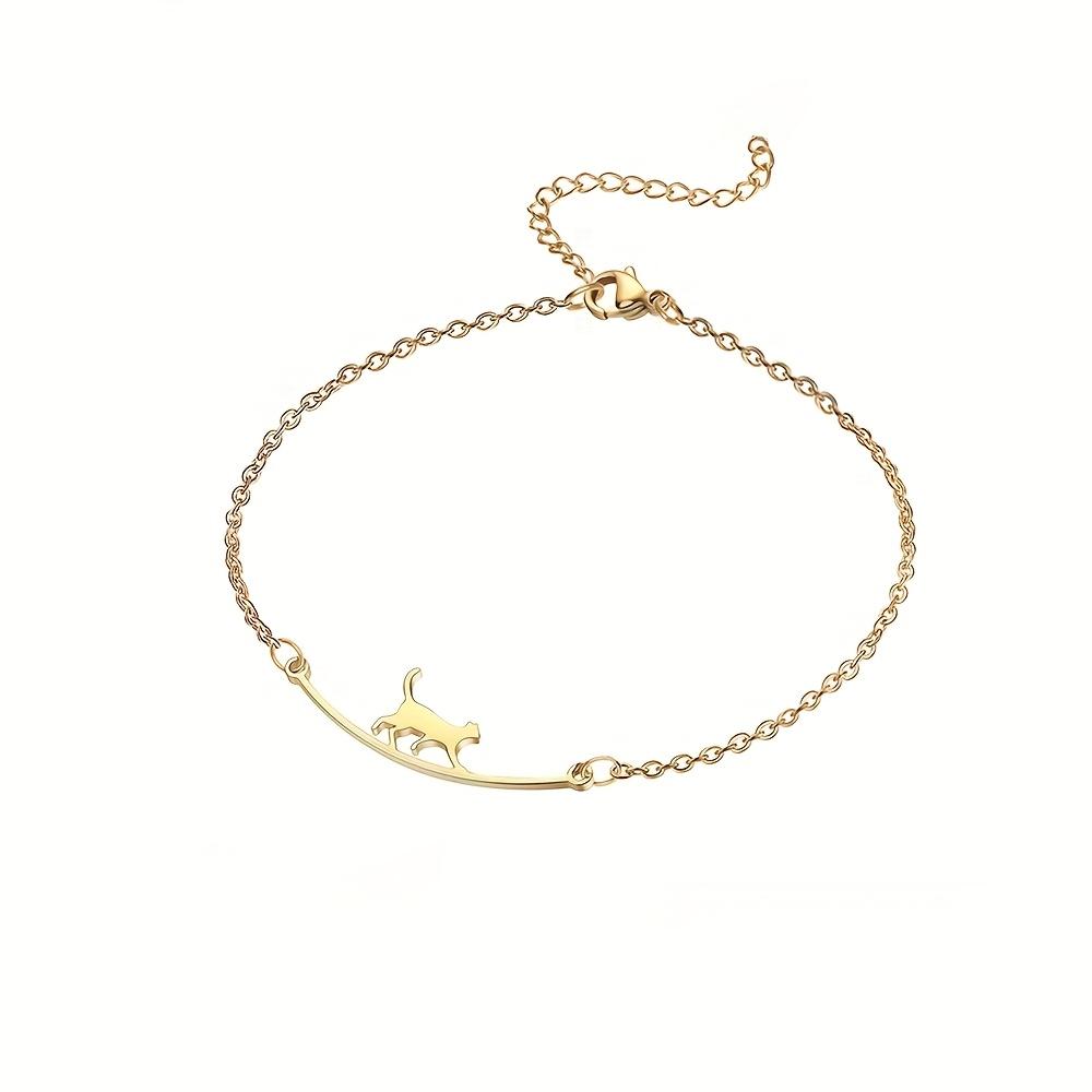1 piece women's beach stainless steel cat anklet, adjustable ankle bracelet jewelry, summer beach cute animal jewelry anklet, Christmas gift for lovers