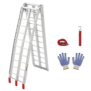 1 Piece Heavy Duty 7.5FT Folding Aluminum Motorcycle Loading Ramp,750 lbs Capacity,Anti-Slip Crossbar Rungs,Rubber Tipped Ends,Portable for Pickup Trucks, Dirt Bikes, Lawn Mowers, Single Pack