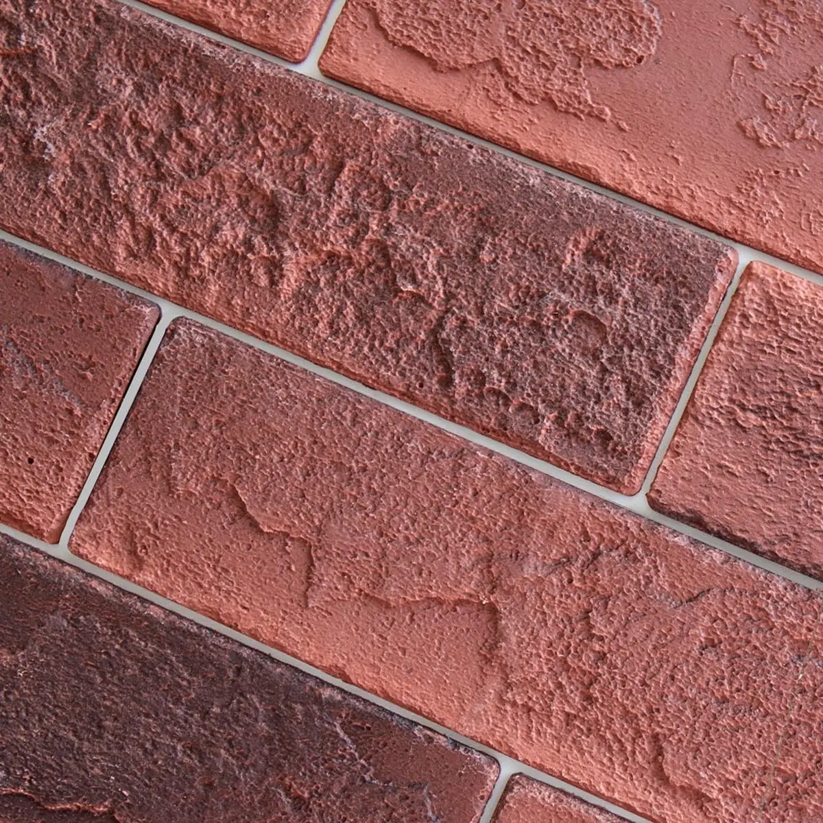 2 Vintage Red Faux Brick Wall Tiles, 3D Thin Brick Veneers for Bedroom, Bathroom, Kitchen, Fireplace and Fence Wall Panels