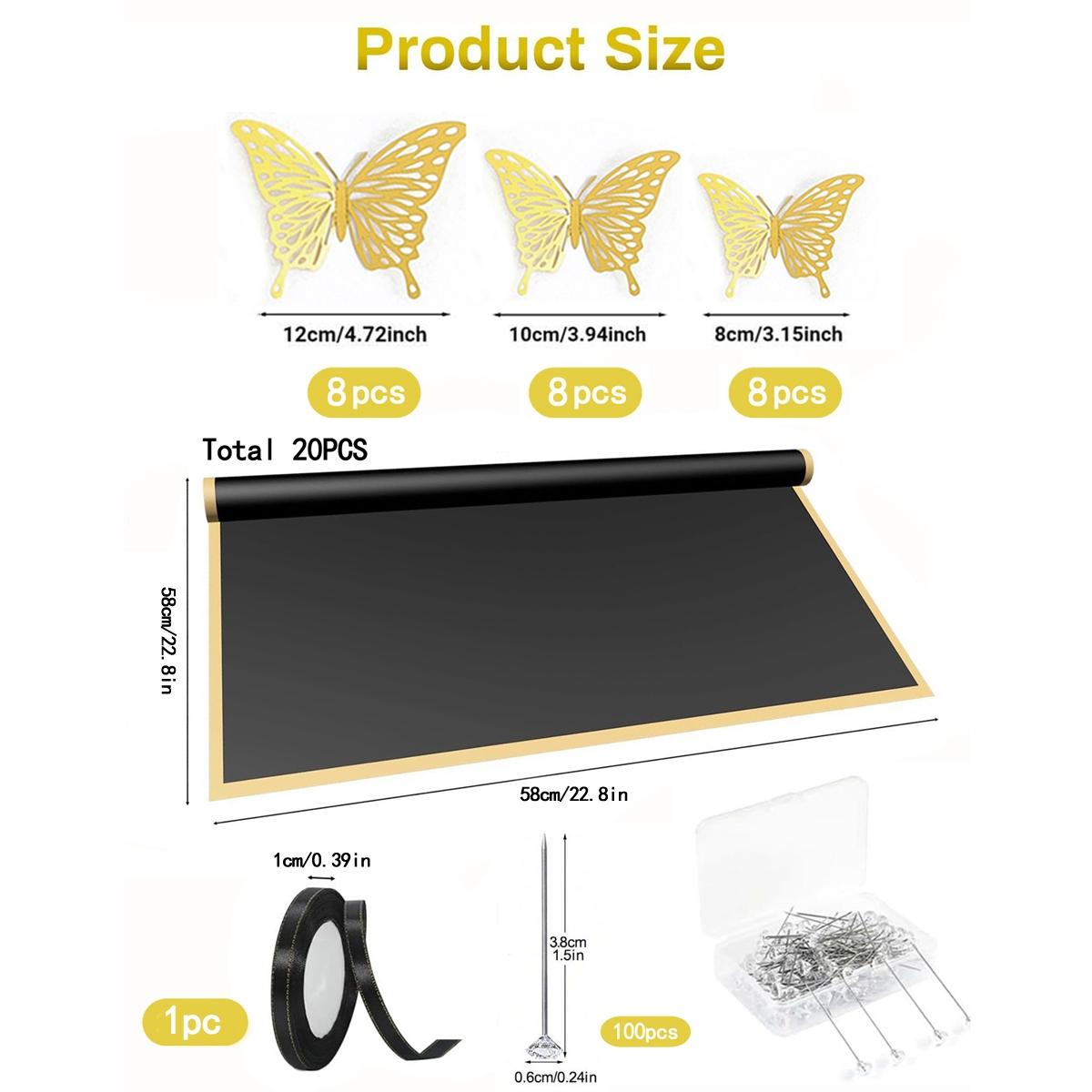 Flower Bouquet Wrapping Kit, Bouquet Wrappers, 145pcs/set Including 100pcs Crystal Rhinestone Decorative Head Pins & 20pcs Gold Edge Roll Paper & 24pcs 3D Butterfly Shape Paper & 1 Roll Ribbon, Wedding & Birthday Party Decoration Supplies