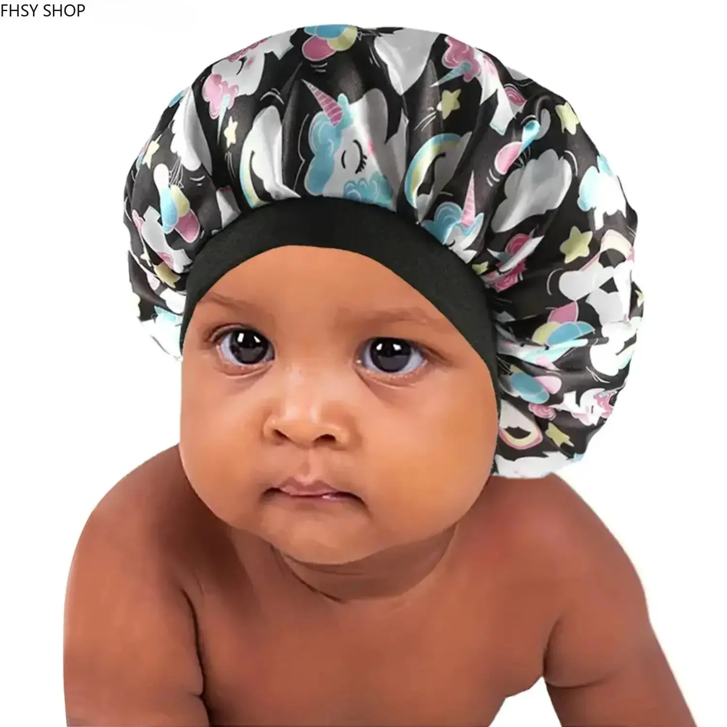 Kids' Cute Protective Synthetic Satin Sleep Bonnet - Printed Reusable Cap, Soft Breathable Lightweight Hair Care Accessory for Toddlers, Ideal for Summer Travel & Bath Routine, Haircare, Protective Cap, One-Piece