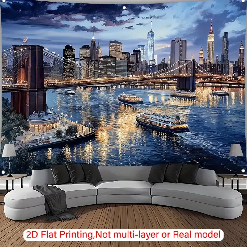 1pc Flat-Print Large Wall Tapestry Backdrop - 2D Realistic Night Scene Home Decor, Tapestry for Bedroom, Wall Decor Bedroom for Living Rooms, Photography Studios