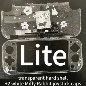 Miffy New In Stock Original Switch Oled Ns Ns2 Lite Anti Drop Protective Case Glitter Handle Cover Transparent Black White Gift