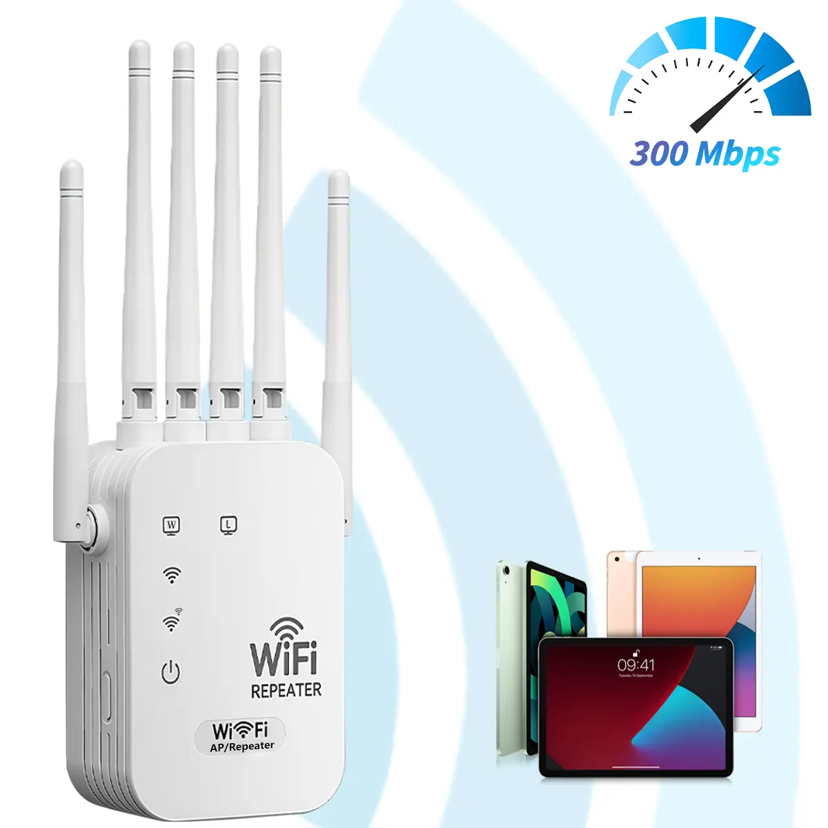 WiFi Signal Booster, 2.4GHz Long Range Extender, 5000 Sq. Ft Coverage, Dual Working Mode for Smart Home, Living Room & Bedroom, Wifi Repeater Wireless Signal Booster, Wireless Internet Repeater