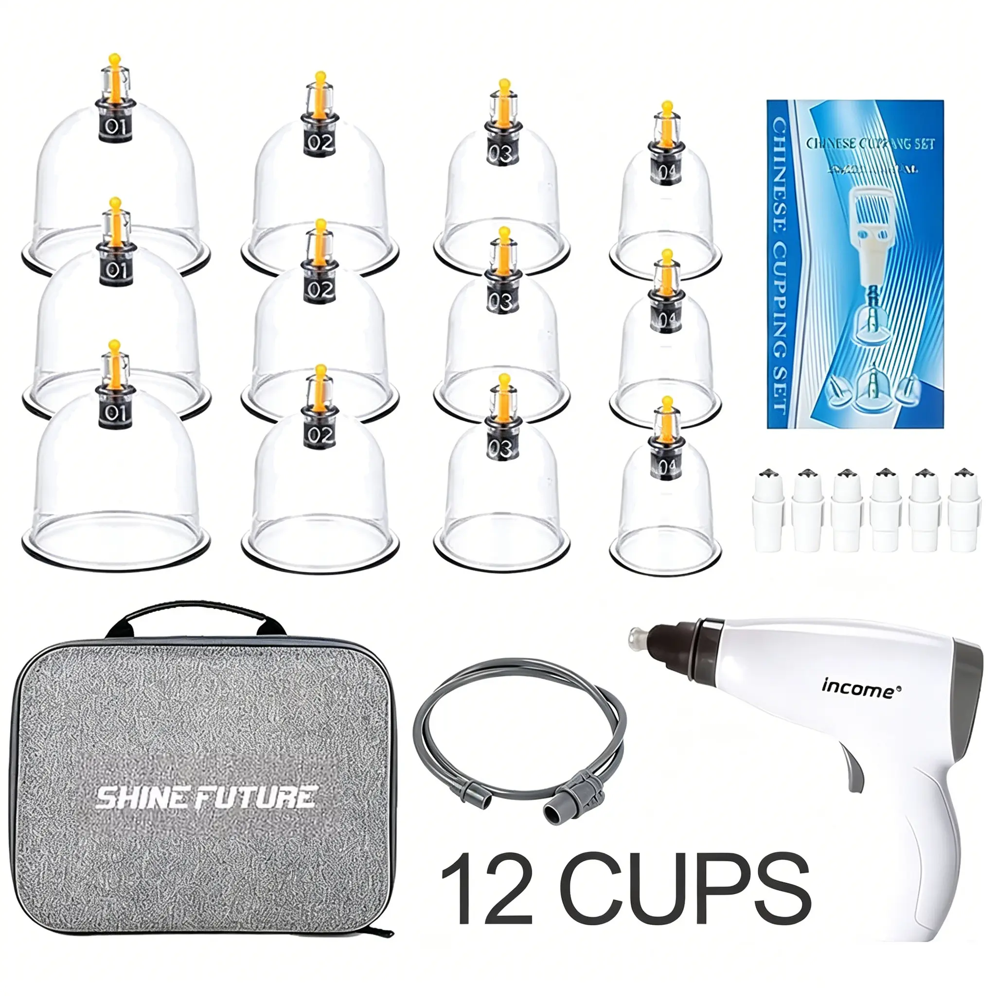 12 Cups Cupping Acupuncture Set with Pump, Electric Cupping Set Professionally Chinese Cupping Kit for Massage with Extension Tube for Massage