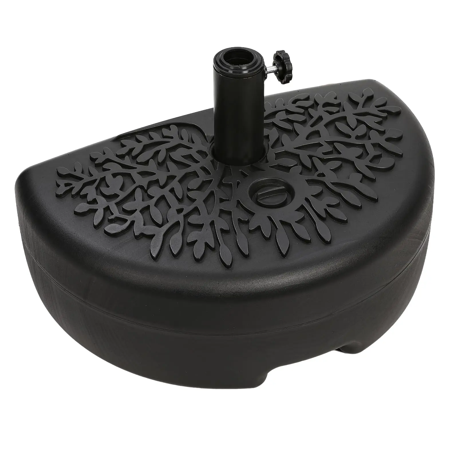 Stable Half Round Patio Umbrella Base - 68LBS Fillable Outdoor Stand for 1.57" & 1.91" Poles - Ideal for Deck, Lawn, Poolside - Fits Outdoor Patio Chairs - Black