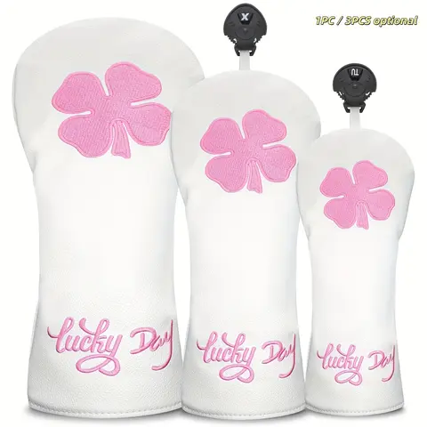 Clover Pattern Golf Head Cover, Durable Protective Case for Golf Clubs 1-Wood, 3-Wood, 5-Wood, Ut Wood, Stylish Design, Golf Accessories, Golf Equipment, Golf Gear, Golf Item