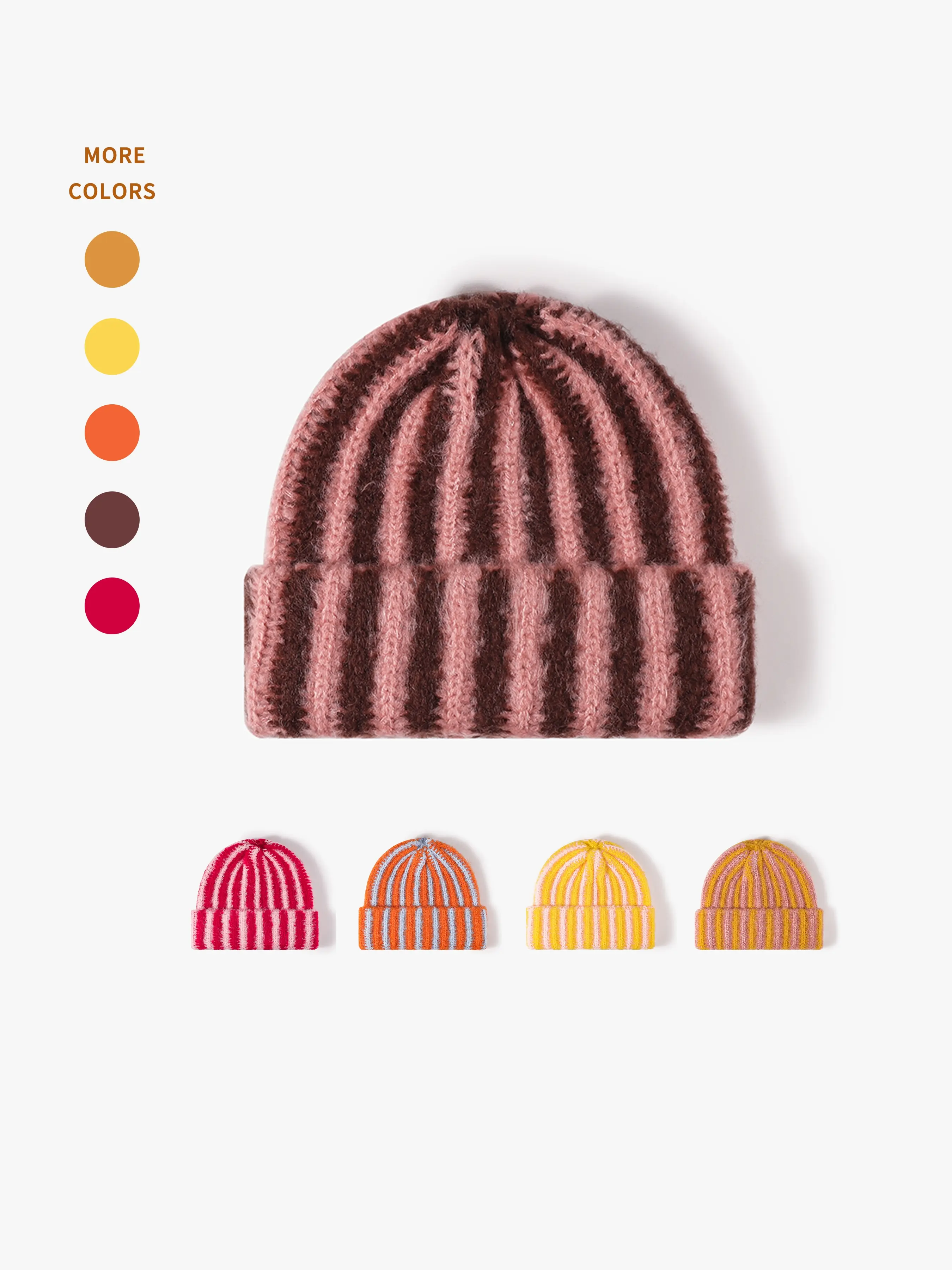 Women's Knitted Hat, Colorblock Striped Design, Style, Warm & Stylish Accessory for Fall/winter, Perfect for Casual