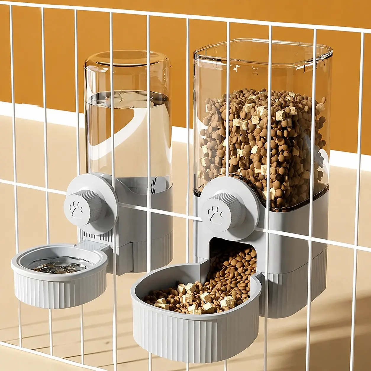 Hanging Pet Feeder, Food Feeders & Water Dispenser, Automatic Cage Mounted Food Bowl for Cats Dogs Rabbits & Small Animals, Keep Food Fresh and Mess-Free