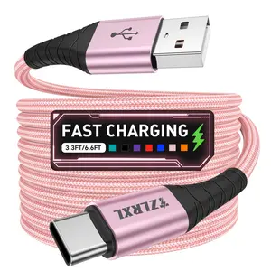 Fast Charging Type-C Cable, 3.3ft/6.6ft Braided USB-C to USB-C, Compatible with Samsung, Xiaomi, Redmi, Oppo, Oneplus, Smartphones