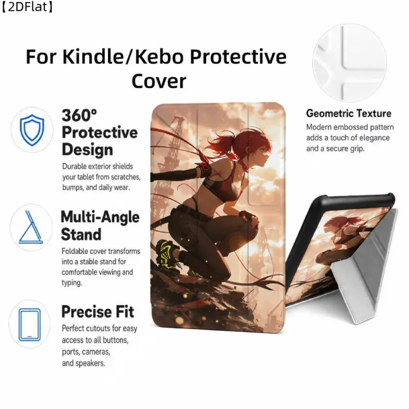 For Kindle/Kobo/Tolino Case, with stand Red Hair Warrior Woman Scene for New Kindle 11Th 2019, for Kindle 11th Generation Case for Kindle 11Th (2022/2024), 6-Inch, 7-Inch Kindle Paperwhite 12Th Generation 2024 Vision Color (2024) /Vision 6 (2021）/Shine Co
