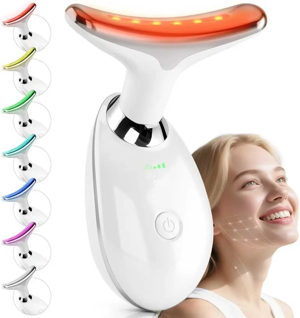 Handheld Face Sculpting Wand for Women, 7 Color LED Light Therapy with Vibrating Soothing Function, Rechargeable Built-in Cells Charge-Then-Use Beauty Device, Portable Skin Care Tool, Ideal Gift