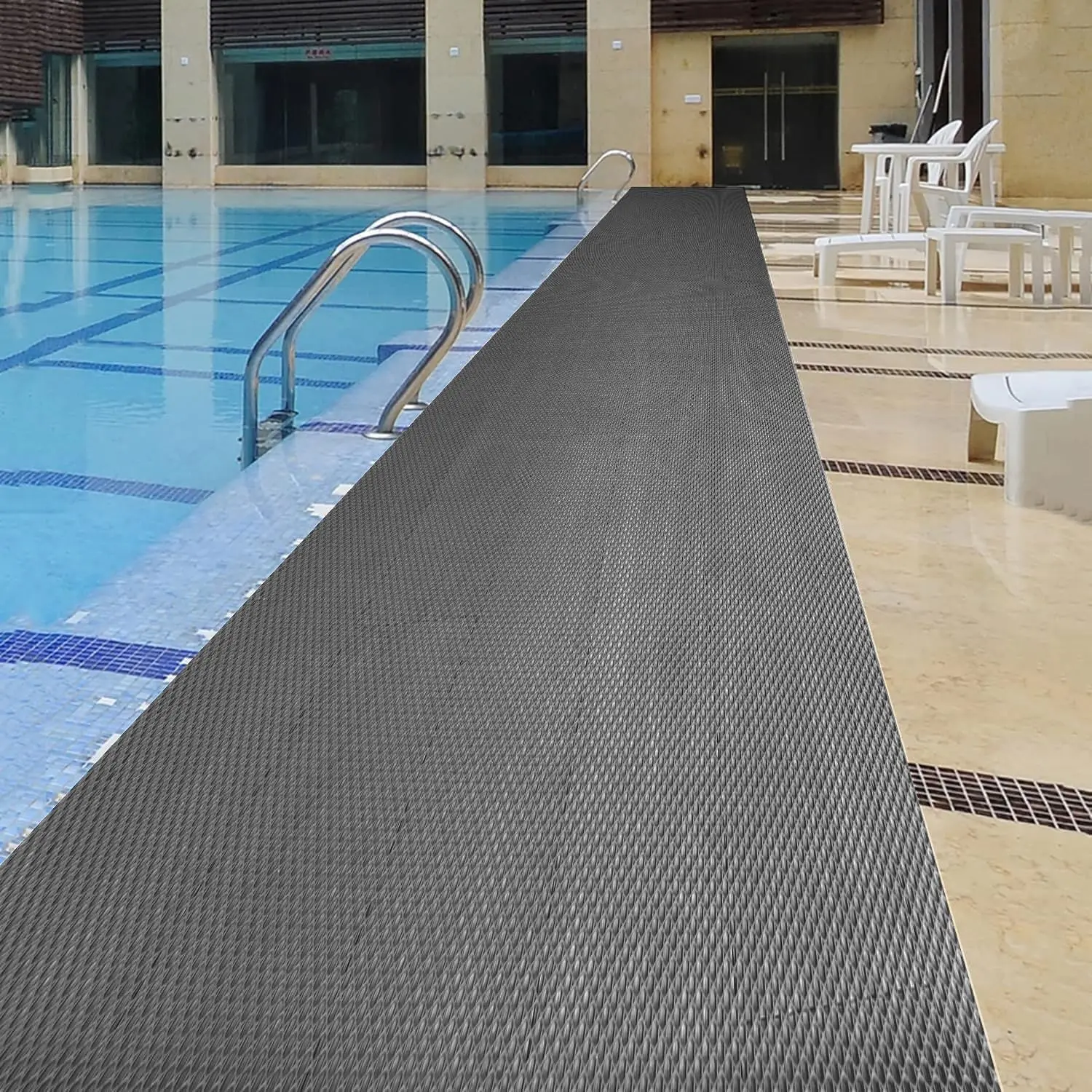 Drainage Non-Slip Floor Mat 4'x10' - Heavy Duty PVC Rubber Wet Area Mat for Restaurant Kitchen Pool Deck Bar-, Easy to Clean, Anti-, Industrial Grade Safety Mat,Grey