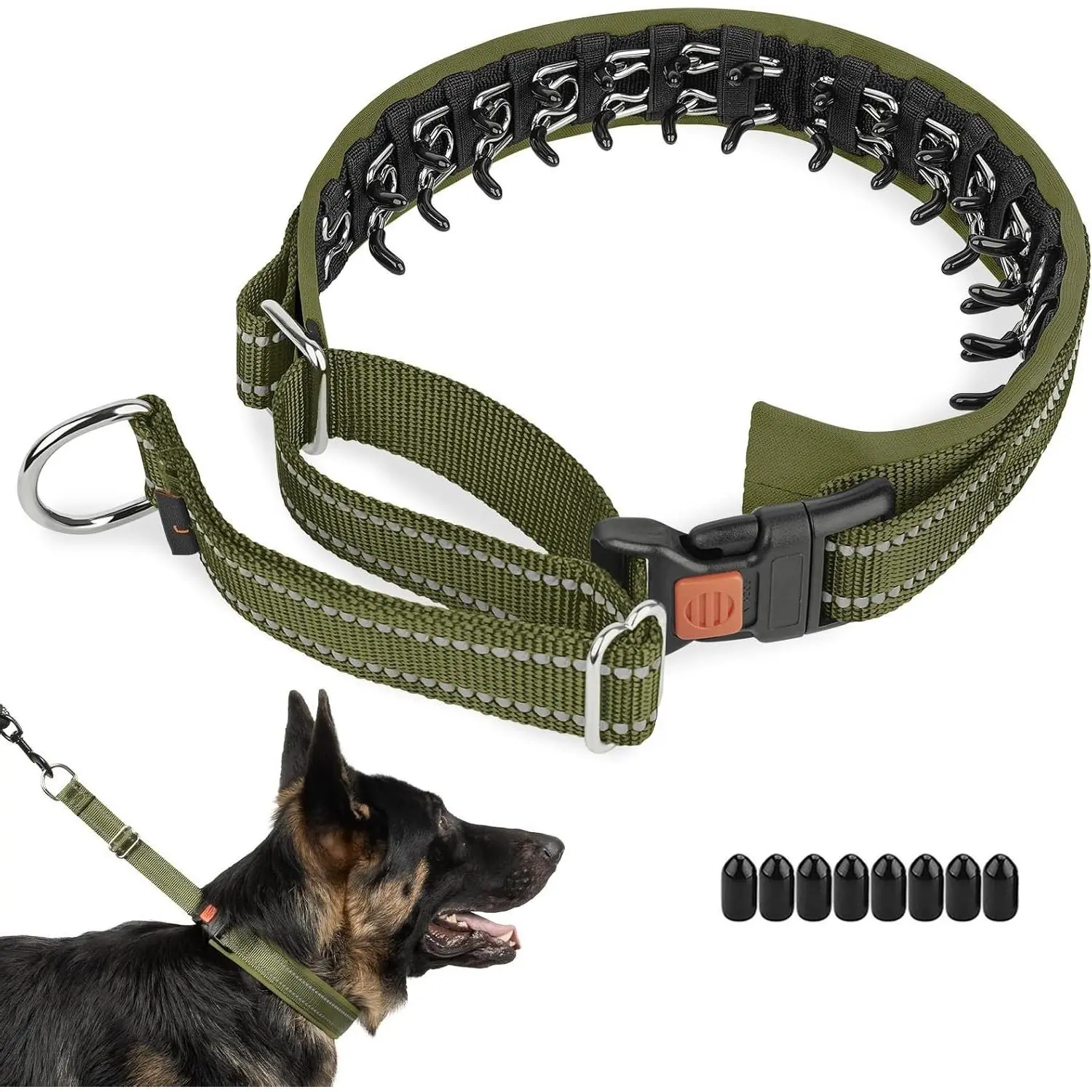 Martingale No Pull Dog Walking Training Collar | Army Green, M/L | Patented Anti Pull Correction Dog Collar for Medium Large Dogs German Shepherd Doberman, Reflective, Adjustable, TacticalGift