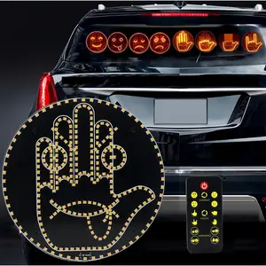 8 Gestures Emojis LED Car Gesture Light Wireless Remote Rock Easy Install Anti-Tailgate Safety Fun Road Rage Relief Ideal Gift For Drivers Auto Accessories Decoration