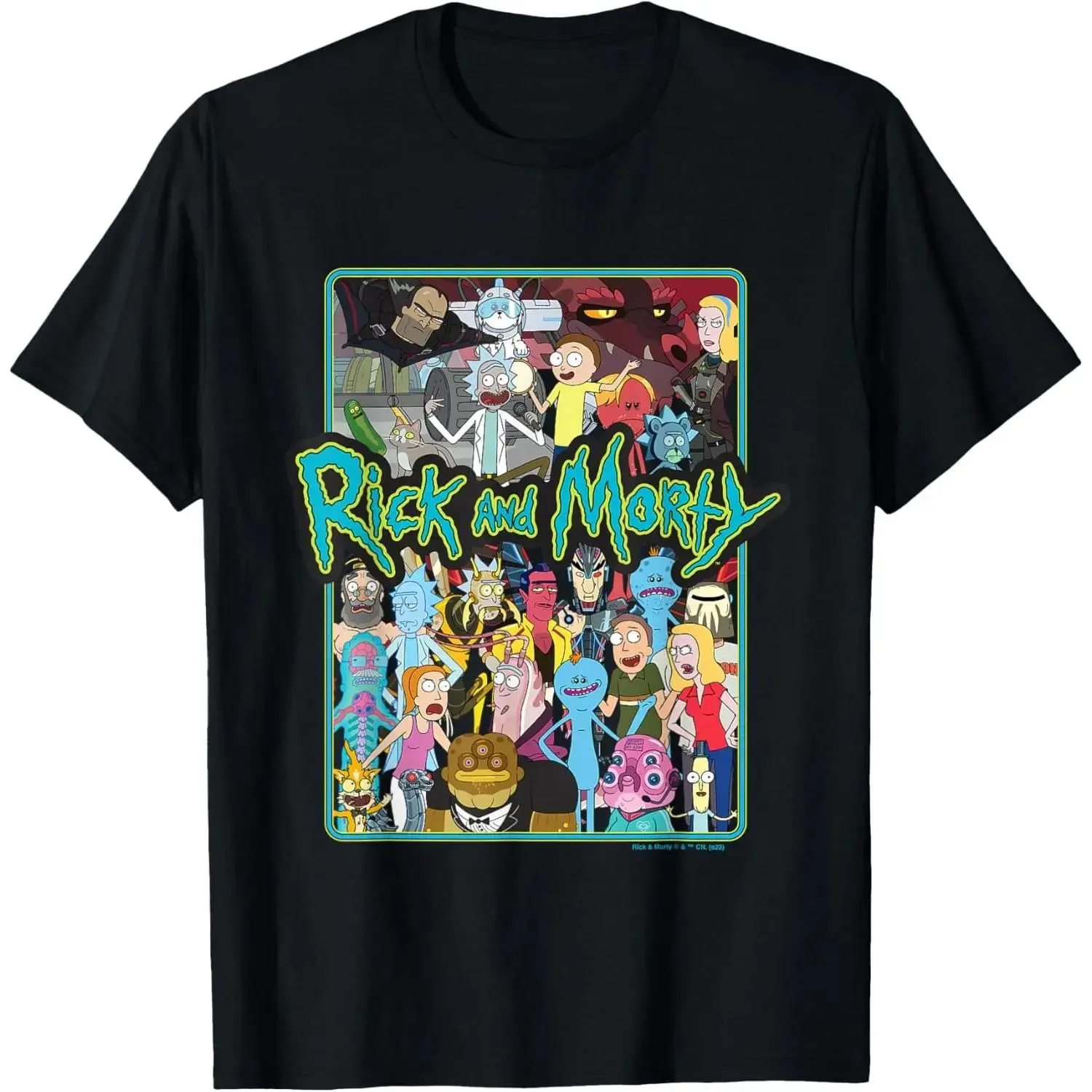 Women's Rick & Morty Group Collage Short-Sleeve Round Neck T-Shirt, Casual Trendy Animated Prints, Premium 100% Cotton Unisex Tops