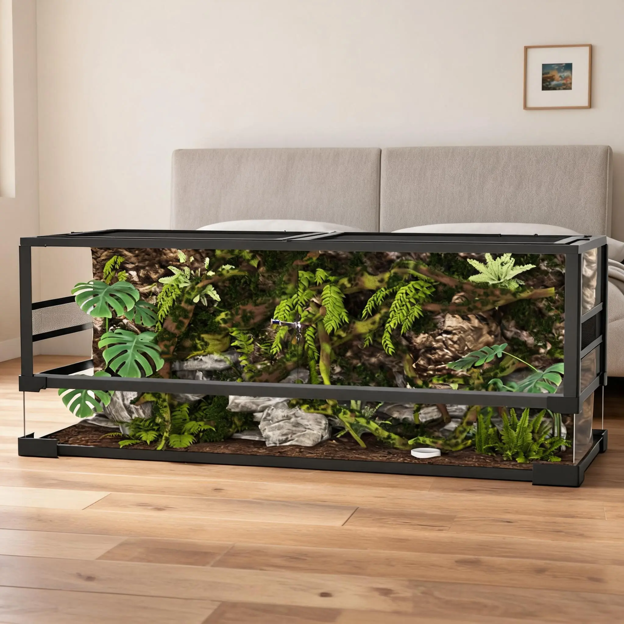 50 Gallon and 67 Gallon Horizontal Reptile Terrariums, ABS and Aluminum, 48 x 18 x 18 Inches, Sliding Front Doors