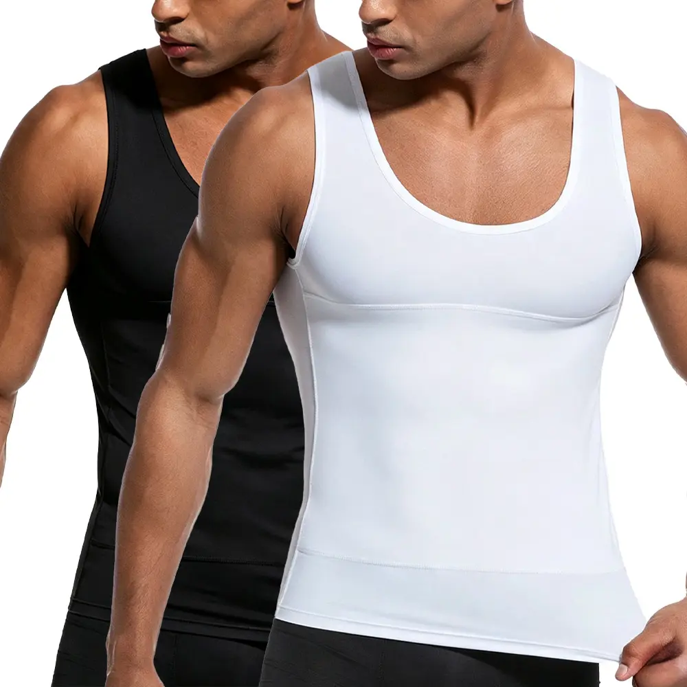 Men's Body Shaper Compression Shirt, Tummy Control Abdomen Shapewear Undershirt Tank Top for Gynecomastia Abs Fit Abs Compression Vest