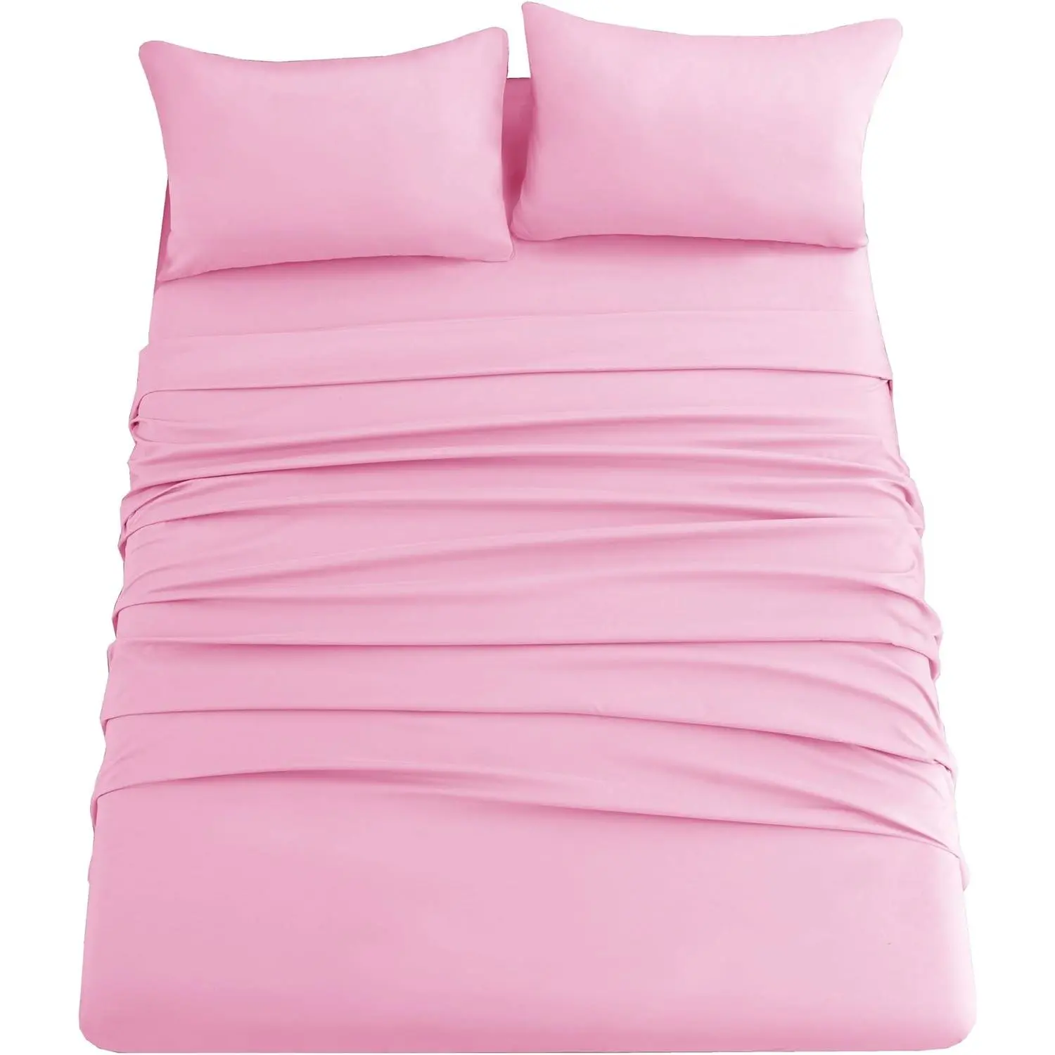 Pink Bed Sheet Set with Deep Pocket,Super Soft Microfiber Bedding-Breathable,Warm,Wrinkle,Fade Free,4 Piece Bedding Sheet Sets(Queen,Pink)