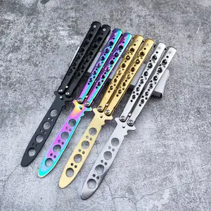 2-Pack Safe Balisong Trainer |   Unsharpened Butterfly Fly Knife For Beginner, Stainless Steel Practice Flipping Tool