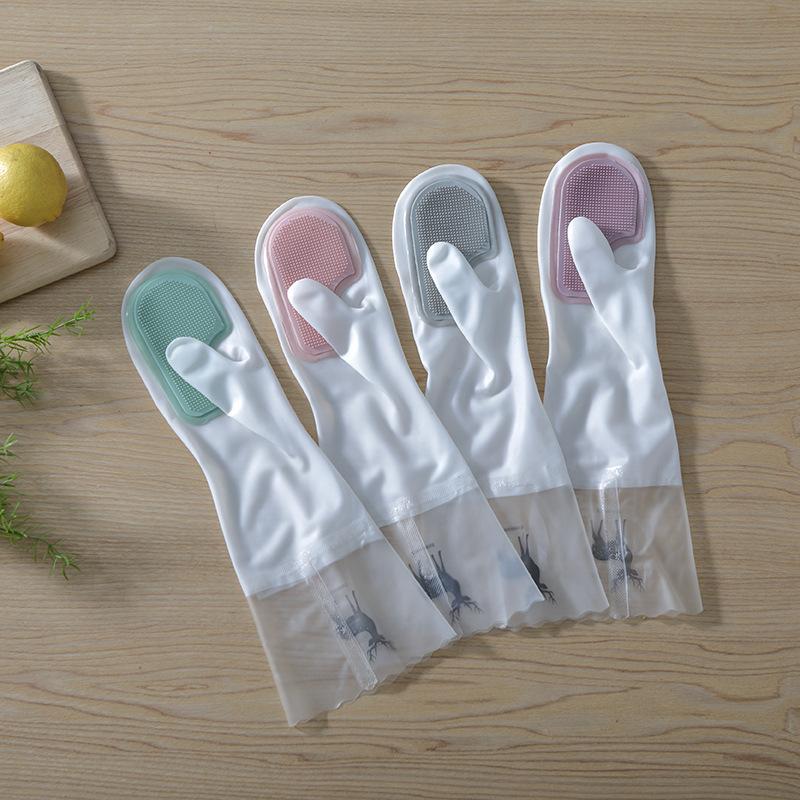 Multifunctional Magic Brush Dishwashing Gloves Waterproof Latex Kitchen Cleaning Gloves for Washing Dishes Clothes Housework Women