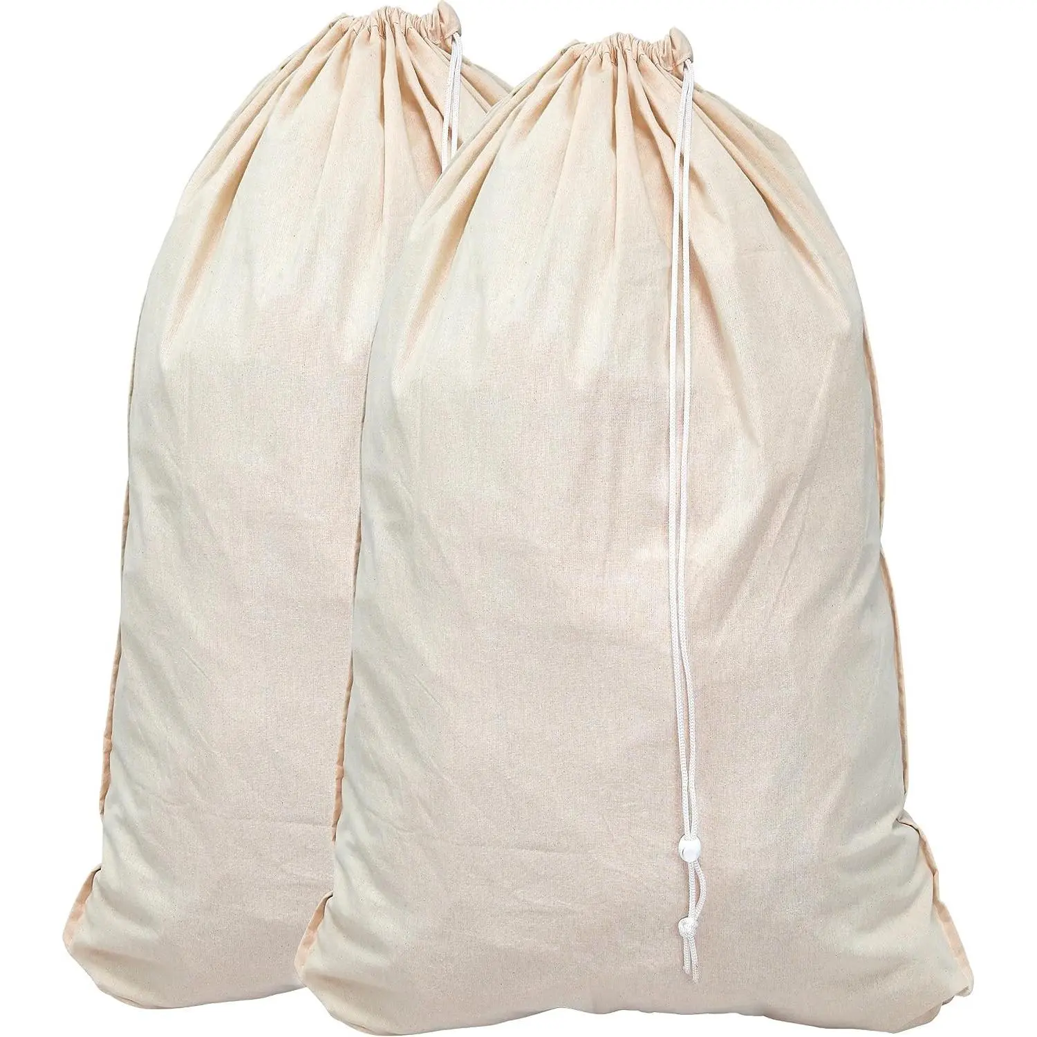 Natural Cotton Drawstring Laundry Bag - Extra Large Beige (28" x 36"), Washable Double Pack (2 Count) for Menswear, Underwear, Men's Tops, Waistcoats & Gilets