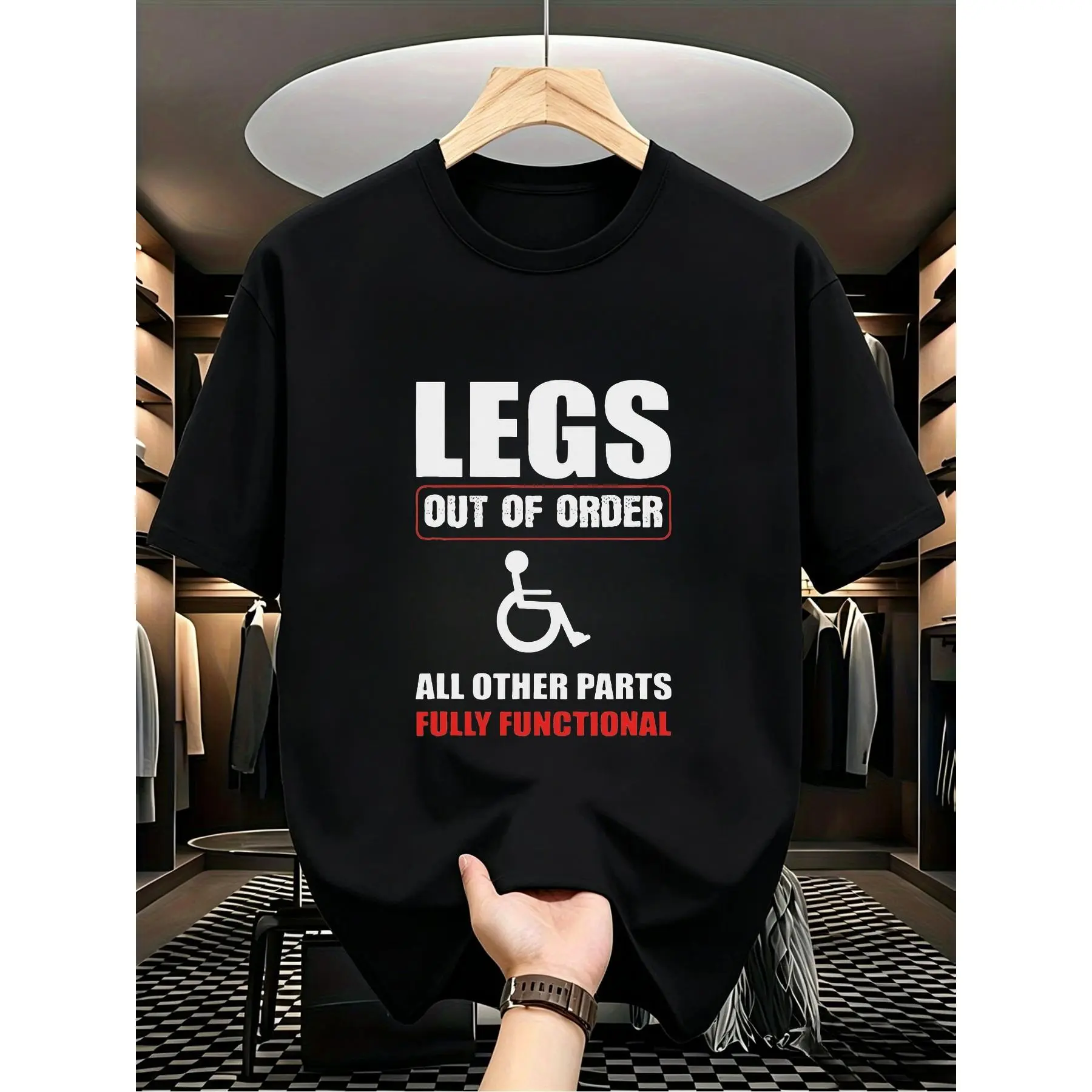Handicapped Funny for Wheelchair Humor T Shirt Same Style 2026 Summer Shirt Sleeved Printed T Shirt 01