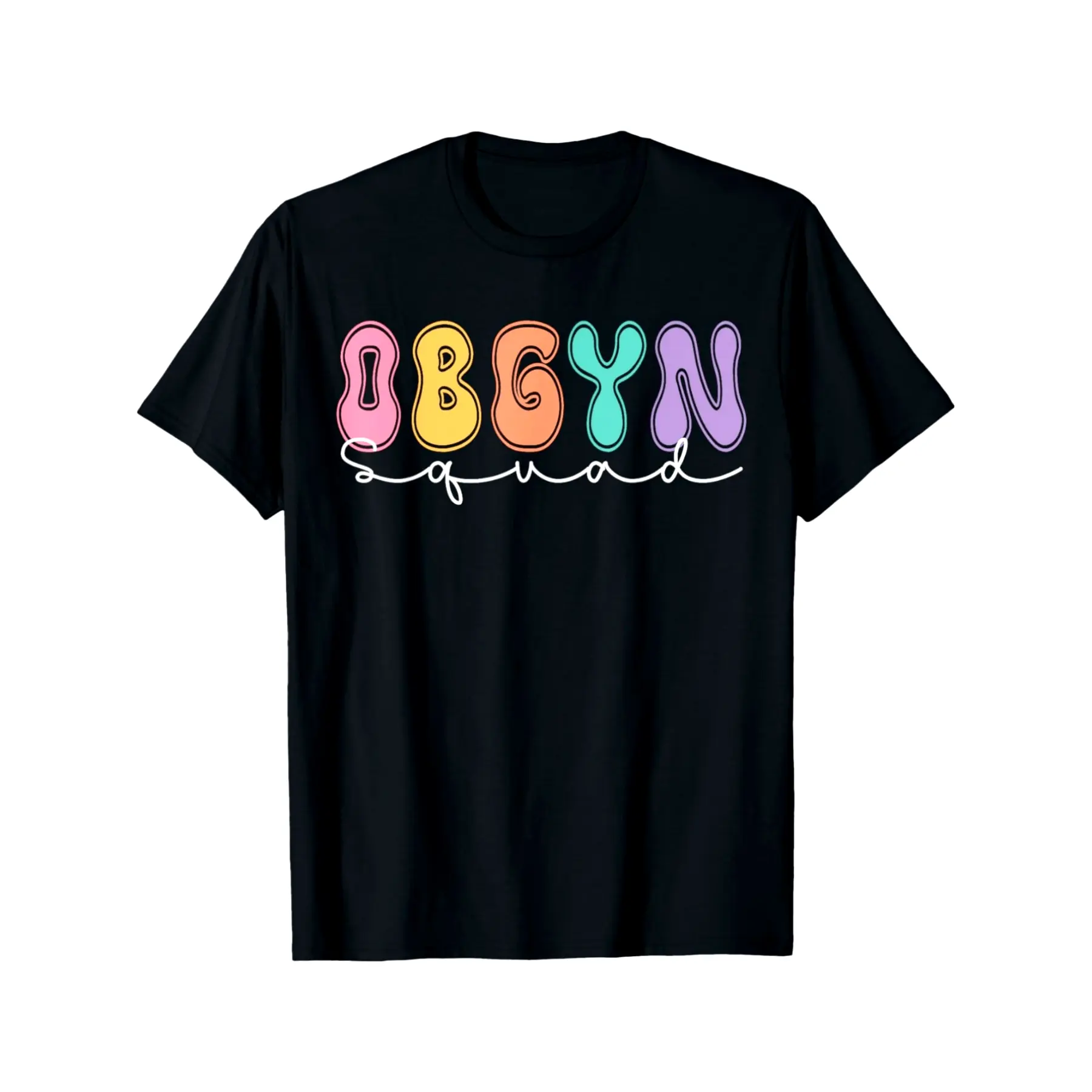 [100% Cotton] 100% Cotton OBGYN Squad OB GYN Nurse Antepartum RN Labor & Delivery T-Shirt - 180gsm Heavyweight Medical-Themed Graphic Tee with OB/GYN Lettering & Female Symbols, Soft Breathable Round Neck Casual Workwear for Healthcare Professionals