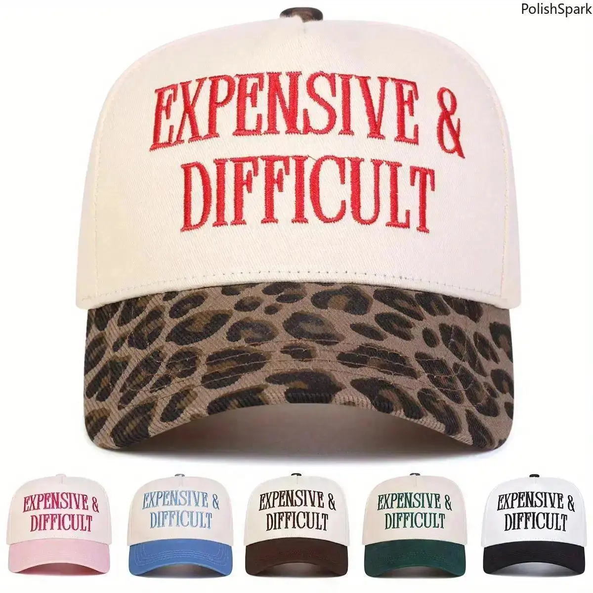 Leopard Print Embroidered Baseball Hat - Vintage Y2K Baddie Adjustable Snapback, Unisex Casual Streetwear Women's Sun Cap